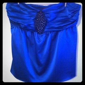 Strapless Blue Top
