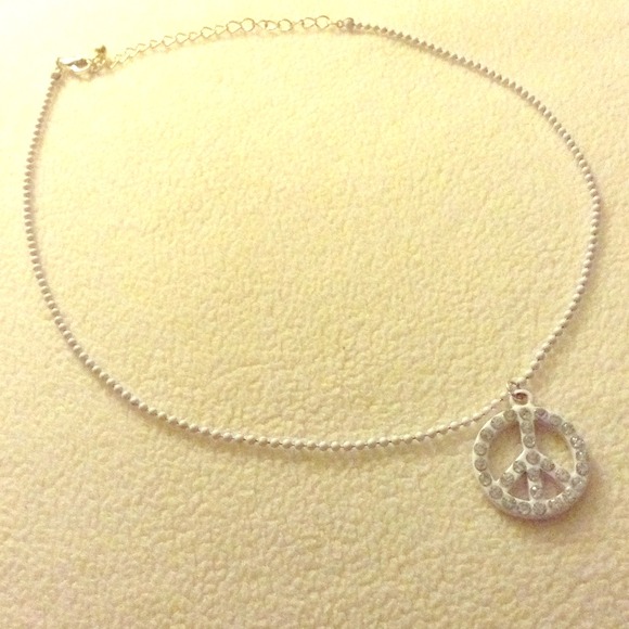 White peace sign necklace
