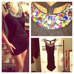 rock stud beaded party black dress skirt shirt