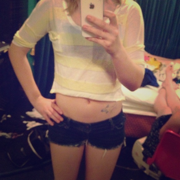 Yellow Striped crop top