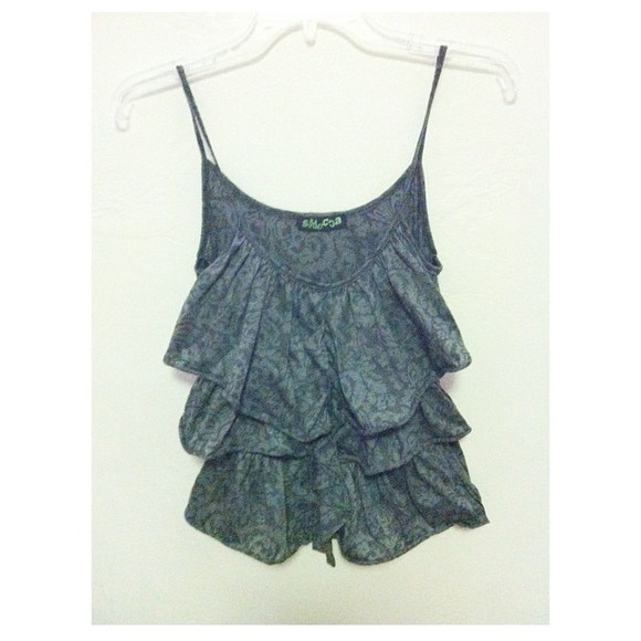 Charcoal grey ruffled top