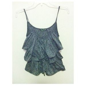 Charcoal grey ruffled top