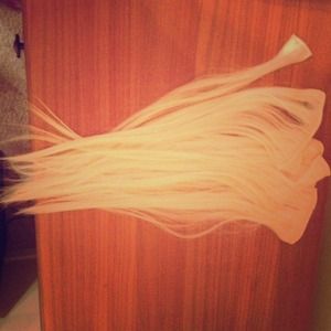 Blonde human hair extensions 14"