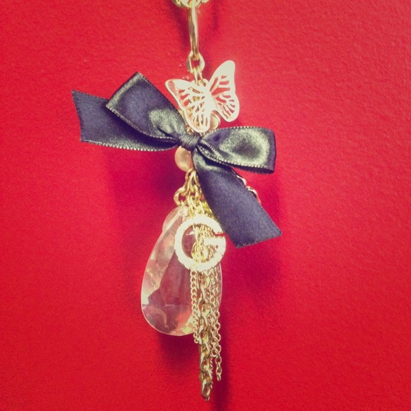 G by Guess long Charm Style Necklace (GoldTone) - Picture 1 of 4