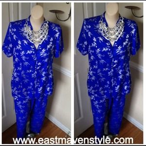 *REDUCED* Vintage Oriental Floral Embossd Pantsuit