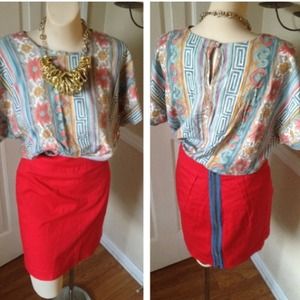 Red Racer Back Zip Mini Skirt