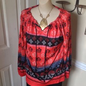 Vintage Bold Patterned Drawstring Tunic