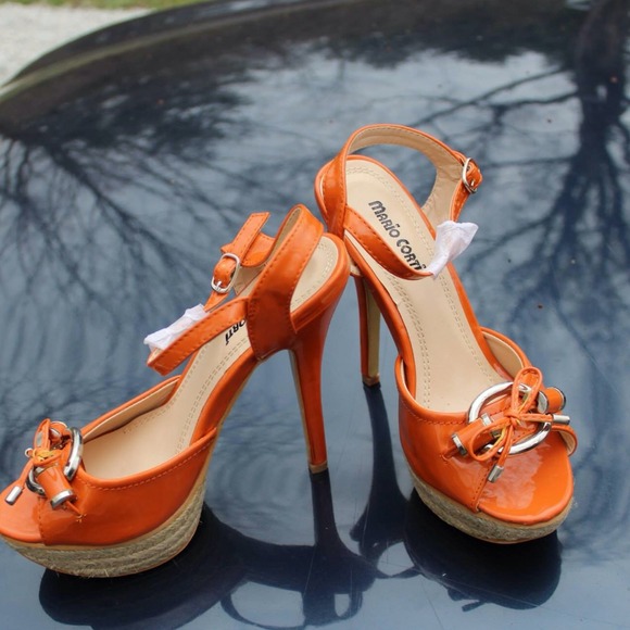 Shiny orange shoes