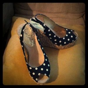 Polka dot peep toe wedgeTAKE AN ADDITIONAL 50% OFF