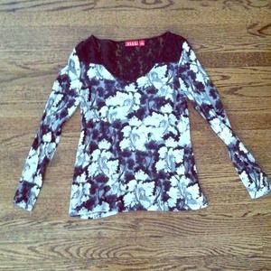 White and black lace blouse