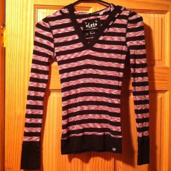 LEI pink/black hood knitted tee