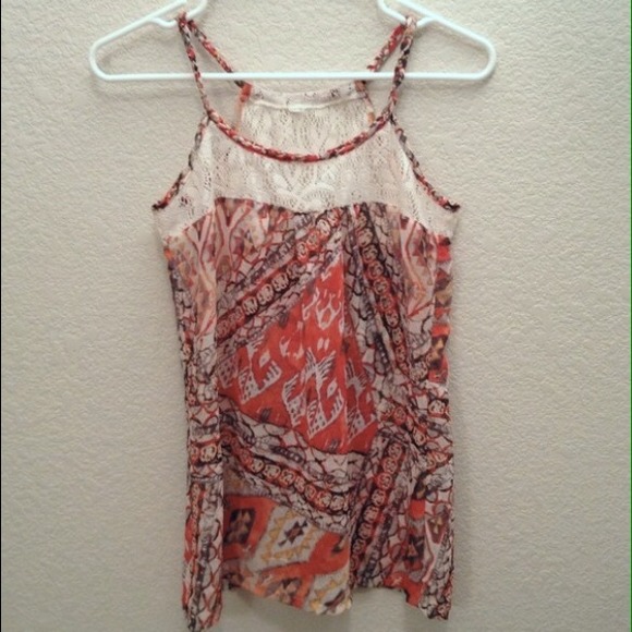 Cute Tribal Print Sheer Top