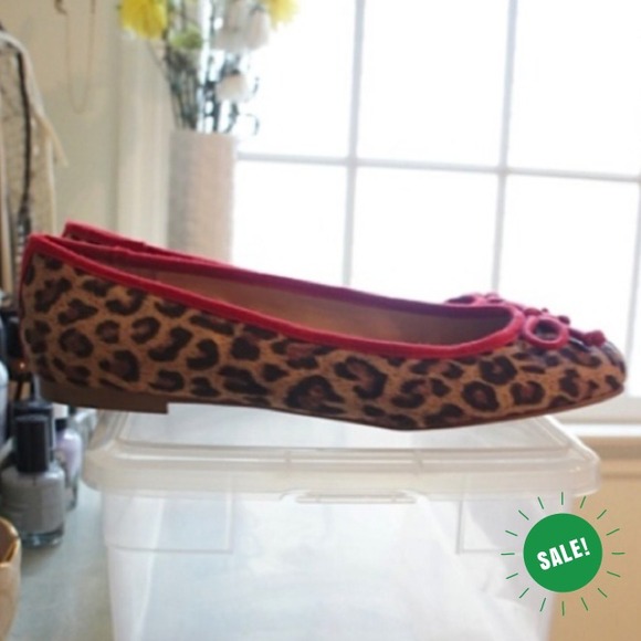 🔛SALE: Leopard Ballet Flats with Red Trim & Bow