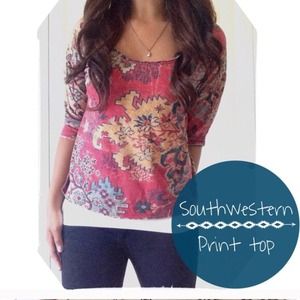 🎉30% off bundles🎉southwestern Aztec print top