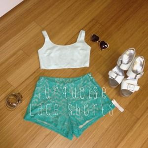 Turquoise Lace Shorts Nastygal Kaitlyn New Tags