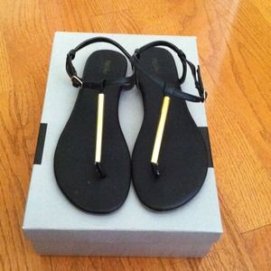 Black T-Strap Sandals