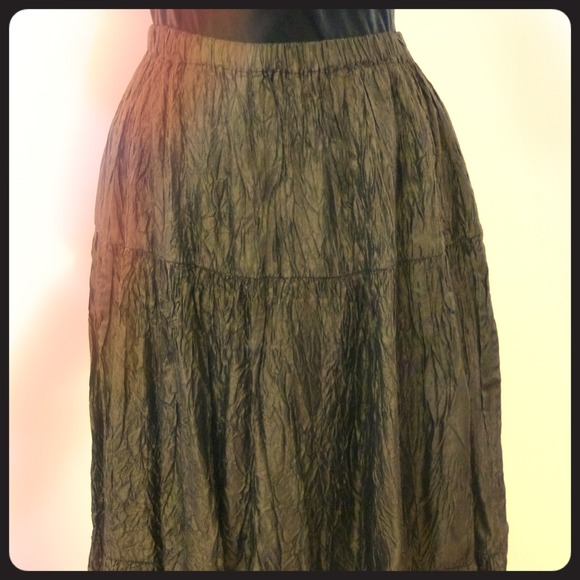 Vintage 80's Olive Green Maxi Skirt