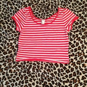 🌞White and orange striped crop top🌞