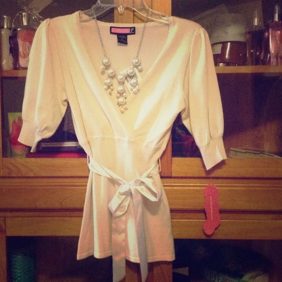 Beige Top with Satin Ribbon