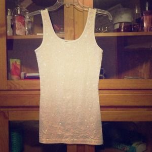 White Sequin Tank