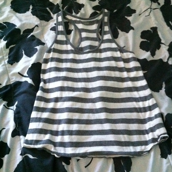 Express Grey Striped Tank Top - Picture 1 of 3