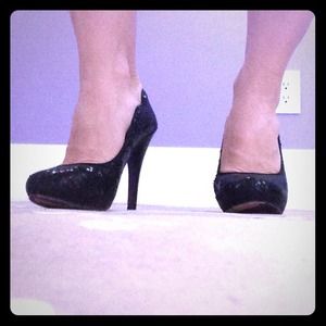 Black Sequined Heels