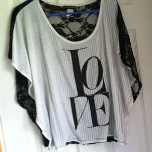 Love, oversized top, lace back