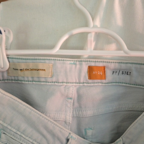 Anthro Pilcro Stet skinnies in pale sky blue HOLD - Picture 2 of 4