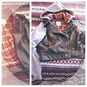 Flannel-Lined Faux Leather Jacket