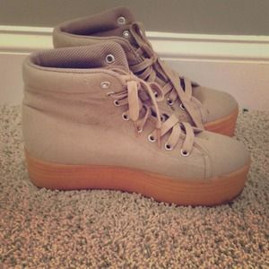 Jeffrey Campbell tan HOMG platform sneaker