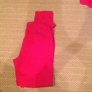 Red skinny jeans