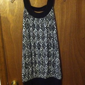 Brown and white tribal print dress