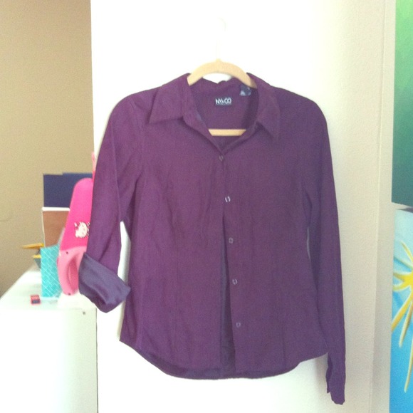 Dark Purple Velvet Button-up