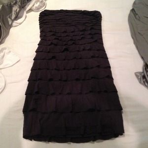 Strapless charcoal dress