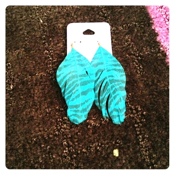 Blue zebra print earrings