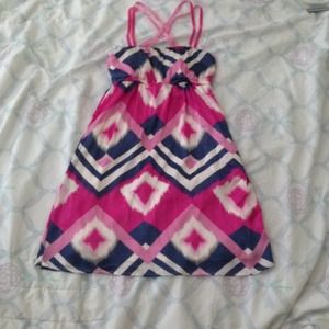 Tribal Inspired Blue, Cream, & Pink Dress