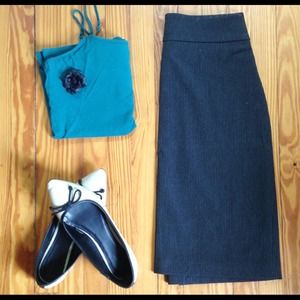 Pinstripe pencil skirt