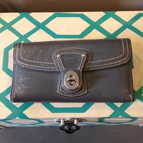 Coach grey and pink leather wallet