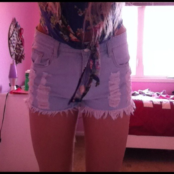 High waisted ripped shorts