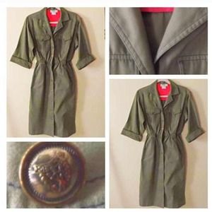SALE $5 OFF Boss! Vintage Khaki Shirt Dress
