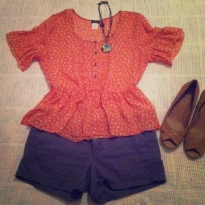J.Crew 100% Silk Peplum Boho Blouse