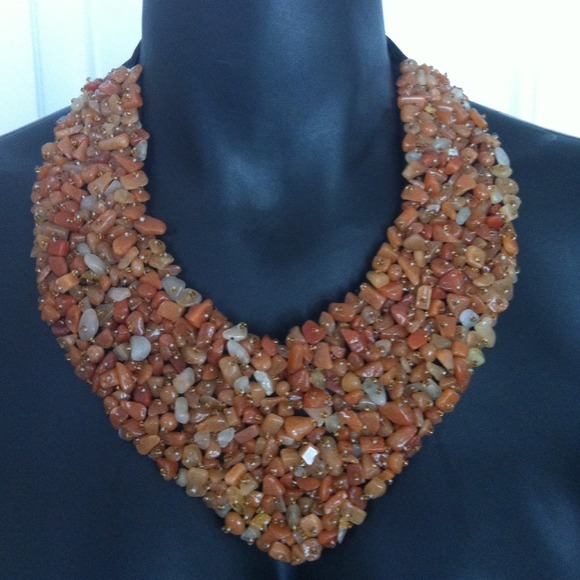 Carnelian stone v-shaped bib necklace✴ - Picture 3 of 3