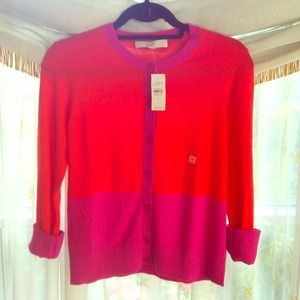 NWT Orange & Fuchsia Color Block Cardigan