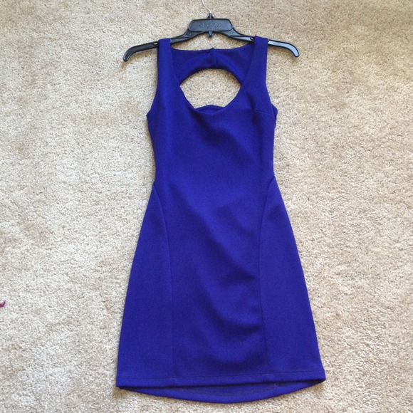 Deep Blue Body Con Dress w/ Open Back