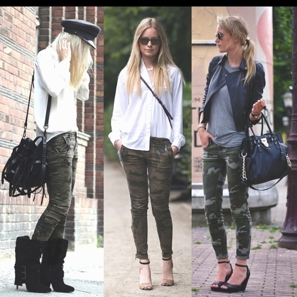 NWOT Free People slouchy camo jeans . 27-26 x29