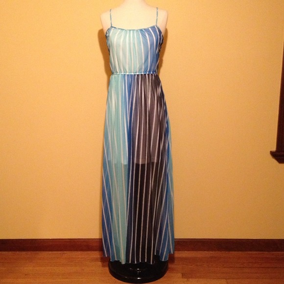 Striped sheer maxi dress