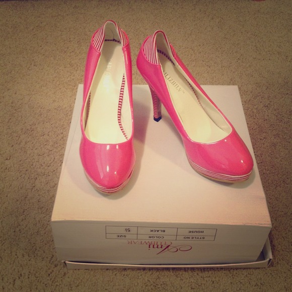 Pink Heels w/ Pin Stripes