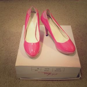 Pink Heels w/ Pin Stripes