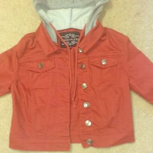 Burgundy Demin Jacket w/ Hood