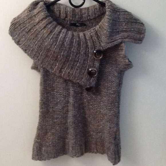 Heather brown cowl neck sleeveless sweater